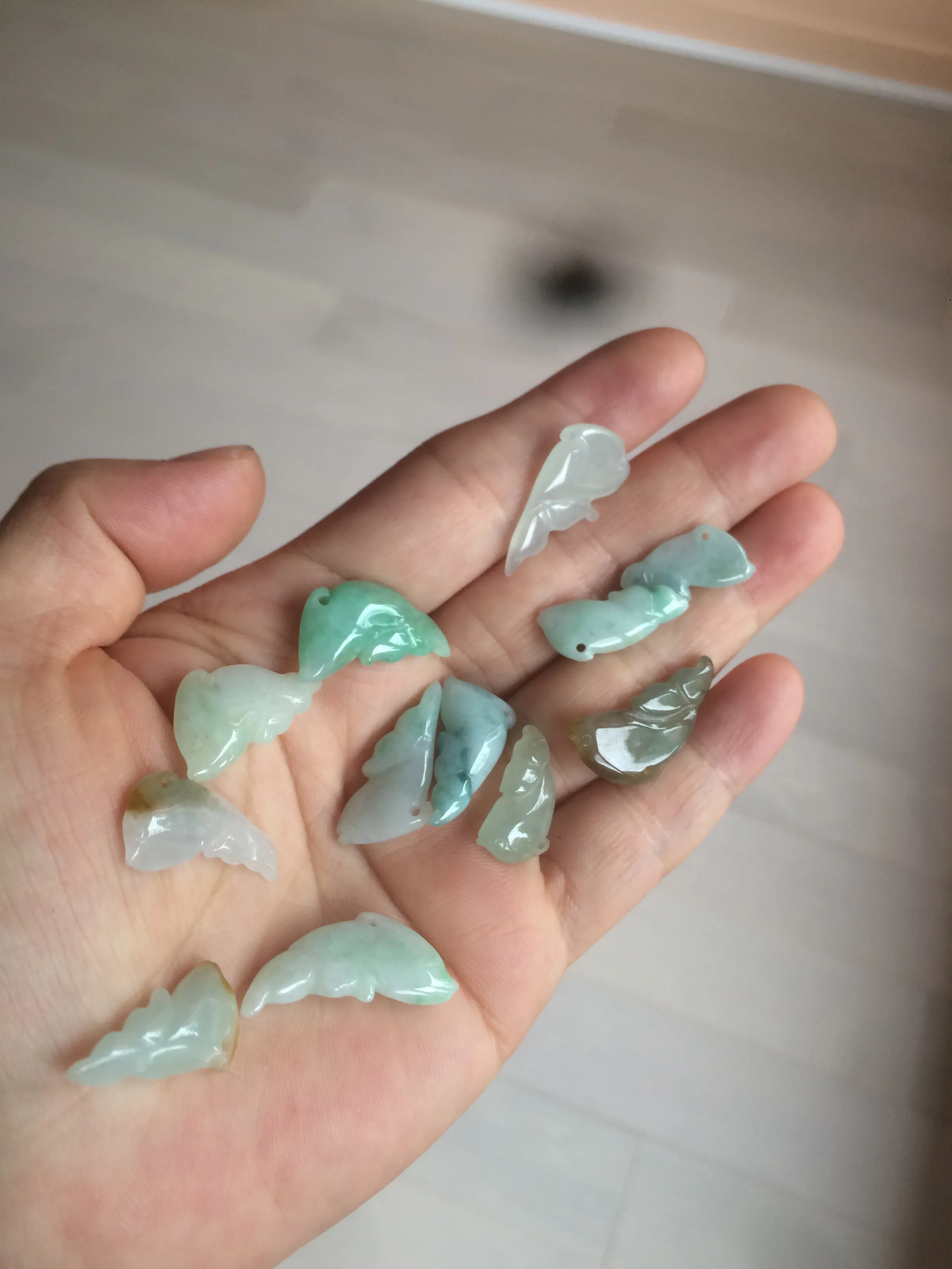 100% Natural sunny green/white/ice clear/brown jadeite Jade baby dolphin pendant AX30 add on item