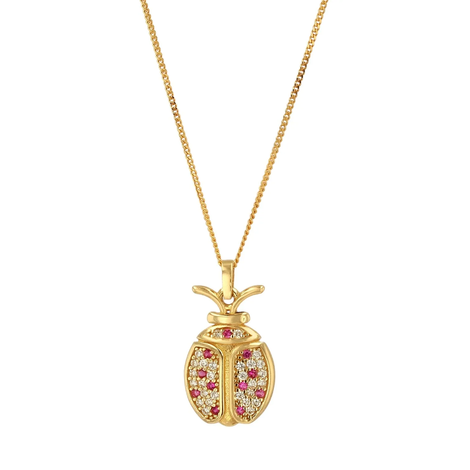 10k yellow gold Lady Bug chain and pendant set