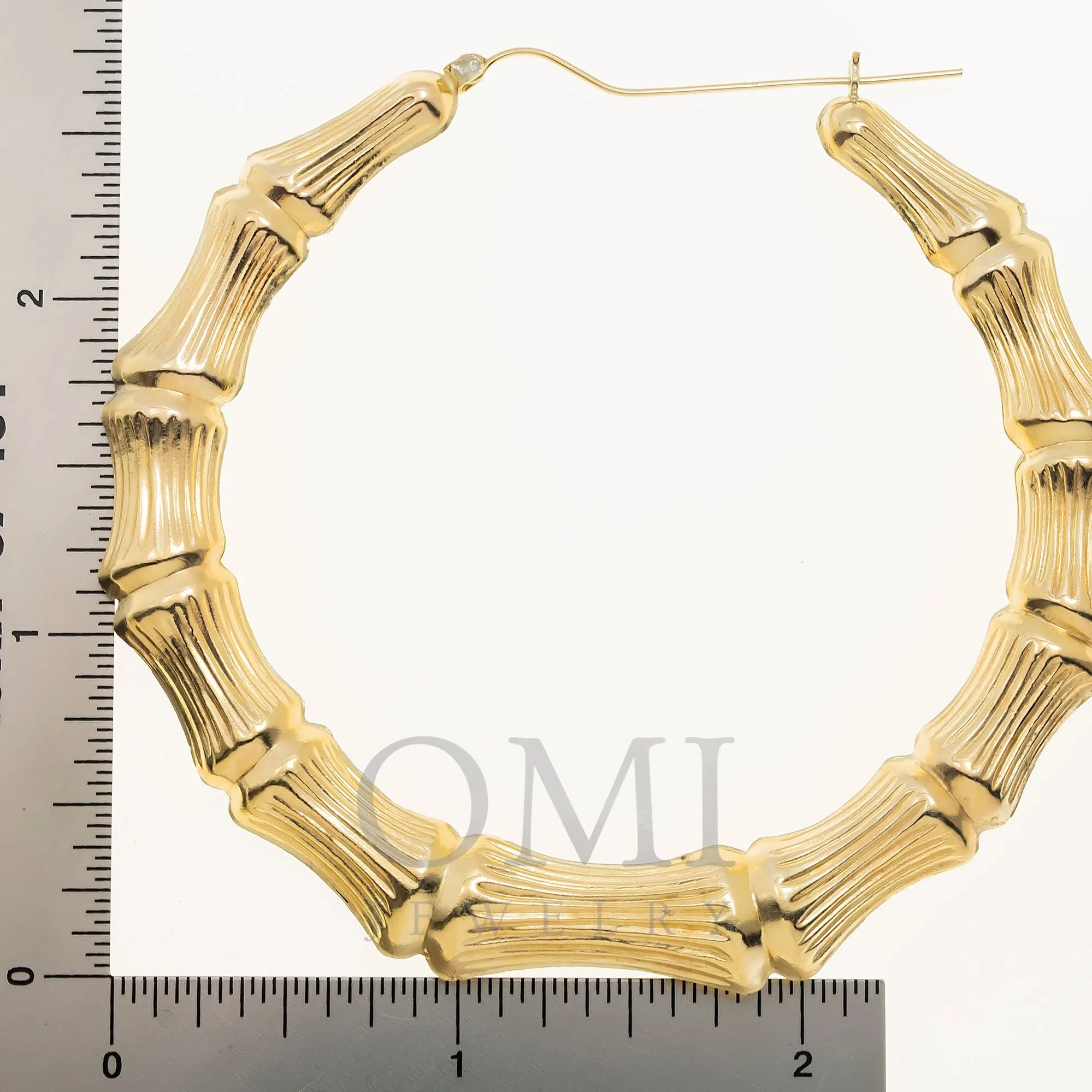 14K GOLD BAMBOO HOOP EARRINGS