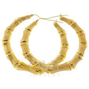 14K GOLD BAMBOO HOOP EARRINGS