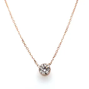 14k Rose Gold .61ct Bezel Set Diamond Necklace