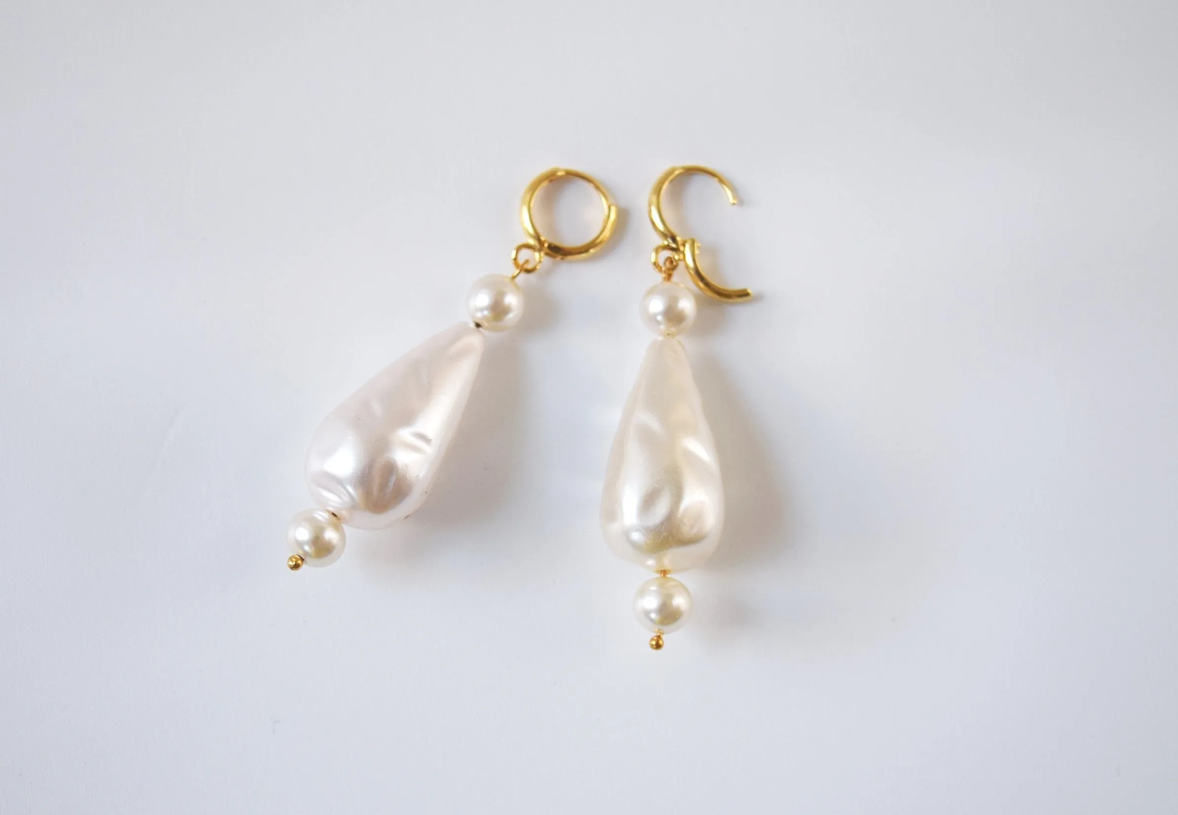 18th Century Large Faux Pearl Dangle Earrings