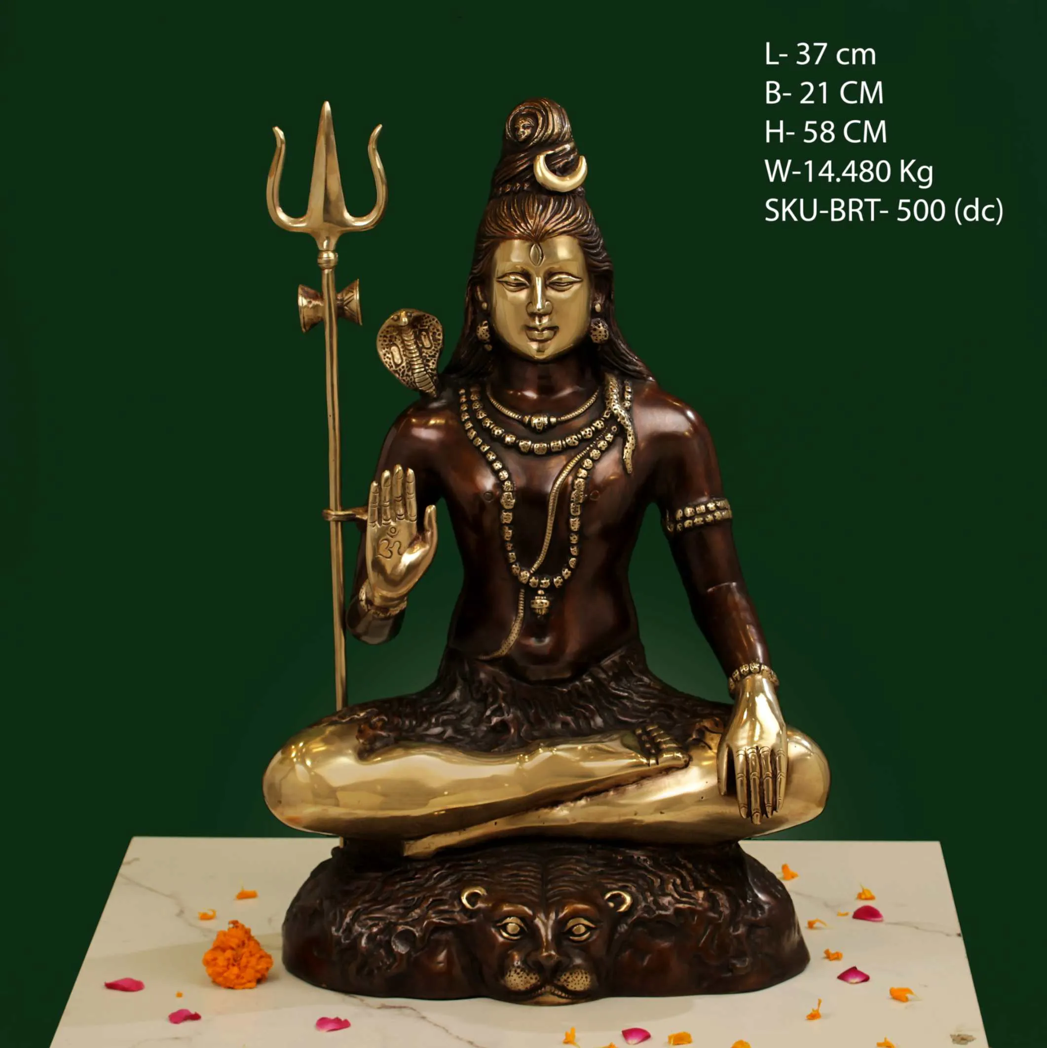 22.5" BRASS SHIVA SITTING COLOUR BRT