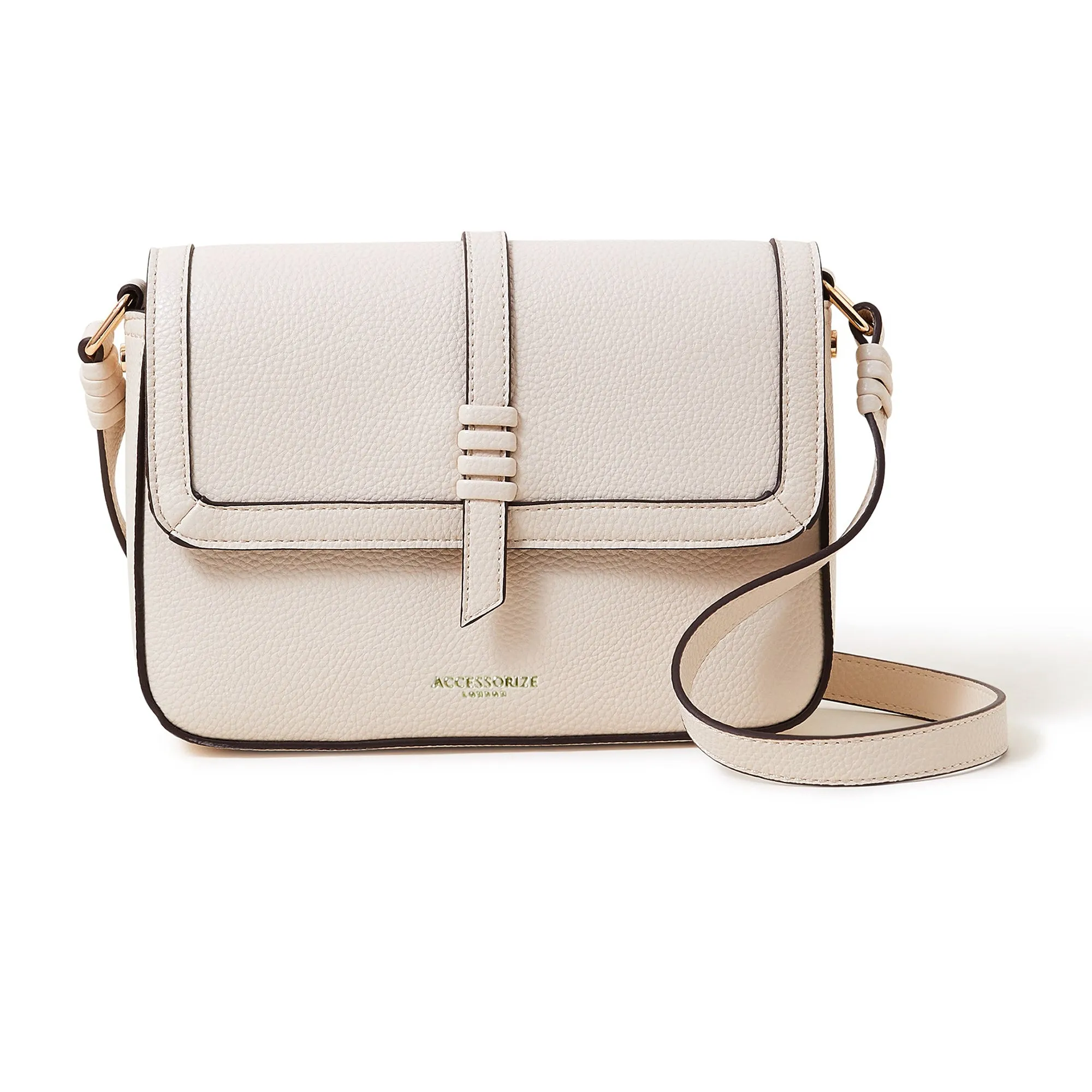 Accessorize London Women's Faux Leather Cream Artisan Sling Bag