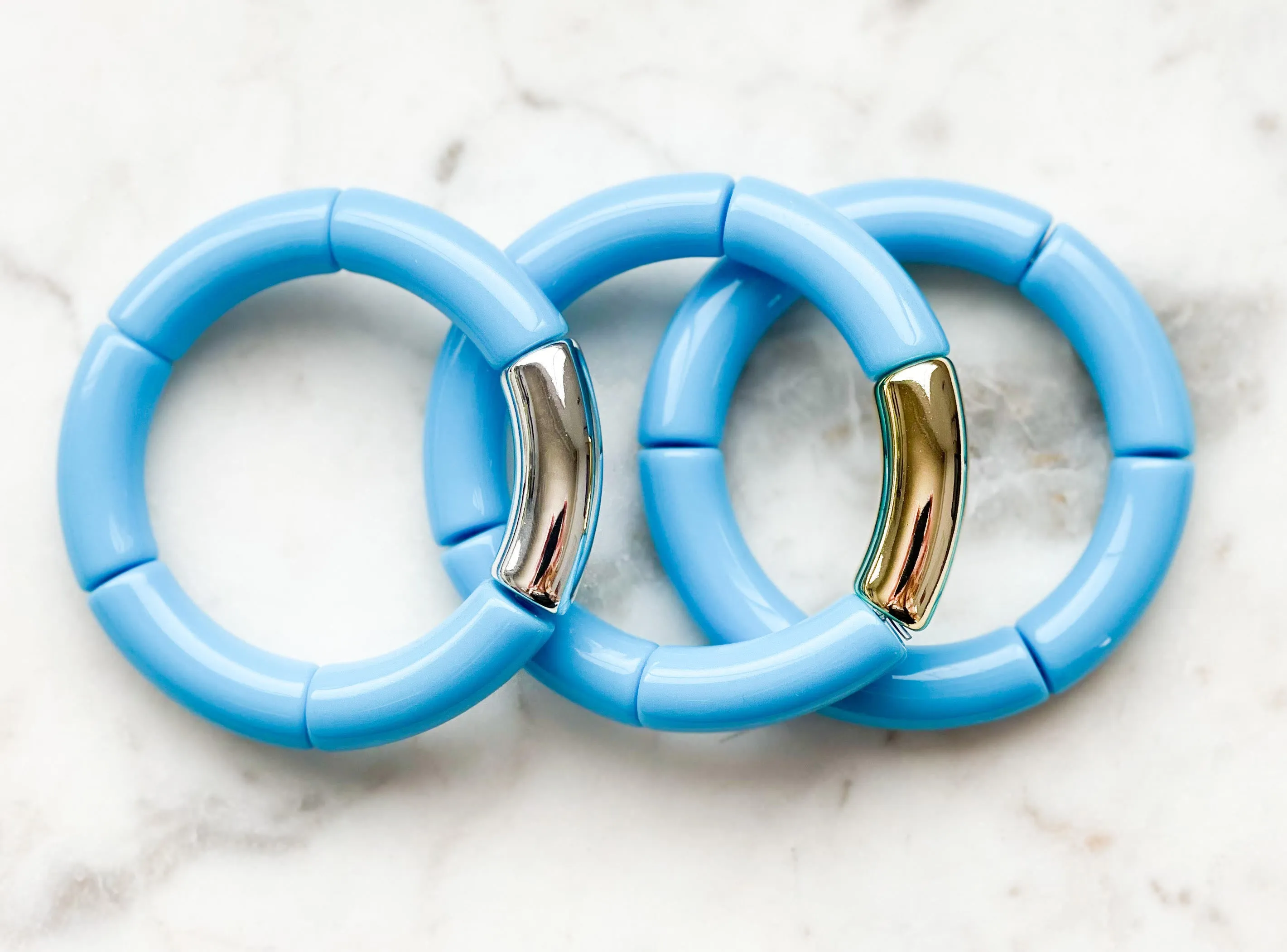 Acrylic Bamboo Bangle Bracelet Sky Blue