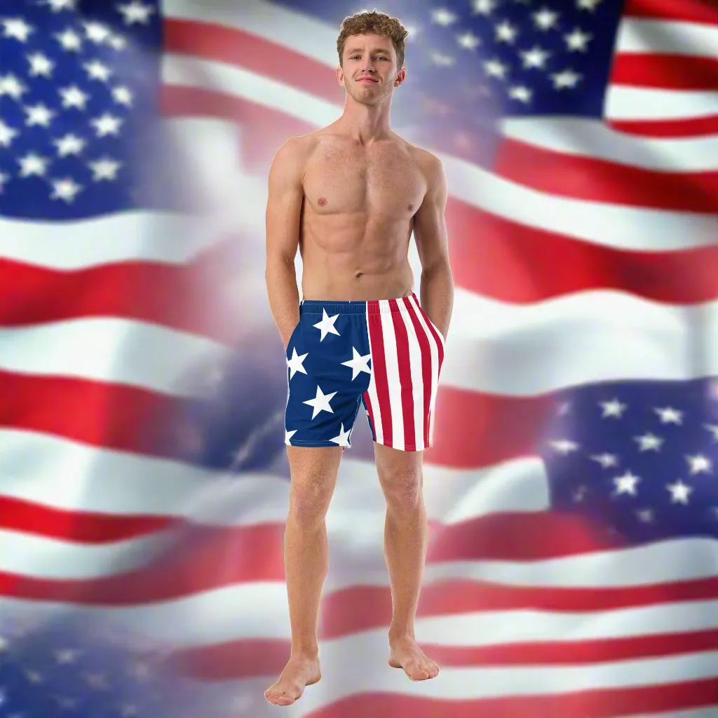 American Chads US Flag Swim Trunks