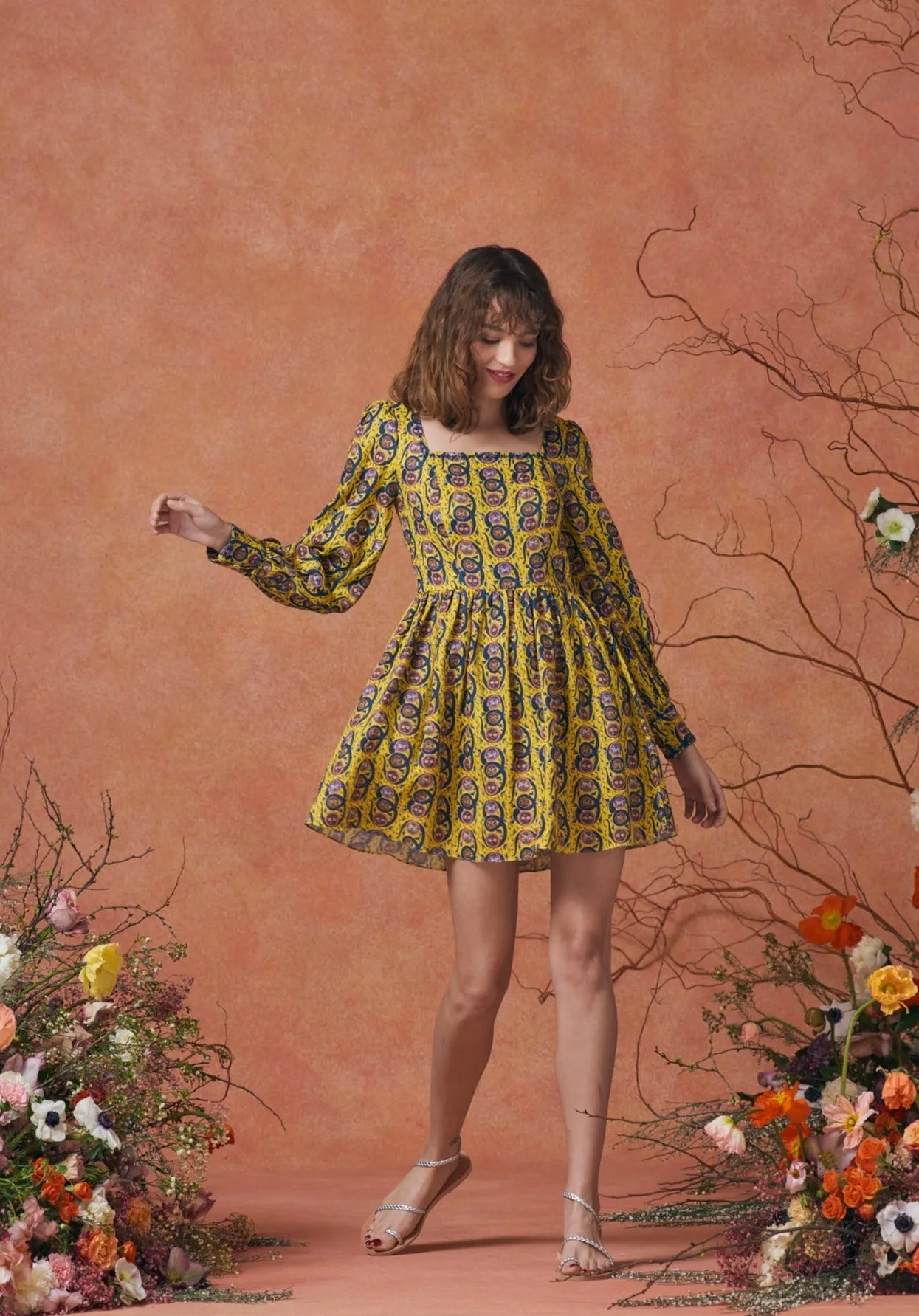 Anna Dress Serpent Yellow