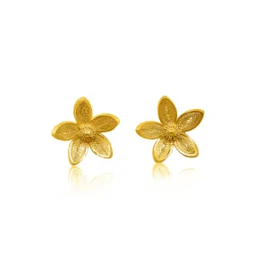 APPLE BLOSSOM SOLID GOLD 18K STUD EARRINGS FILIGREE