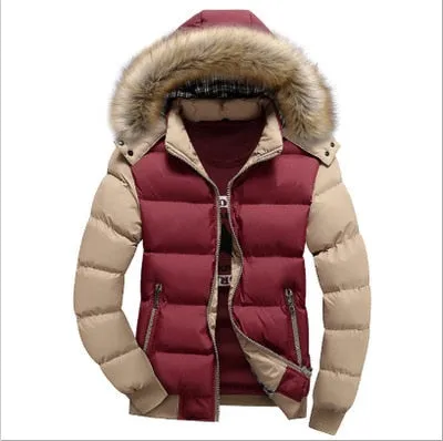 AshoreShop Mens Fleece Warm Hooded w/Fur Parka Jacket