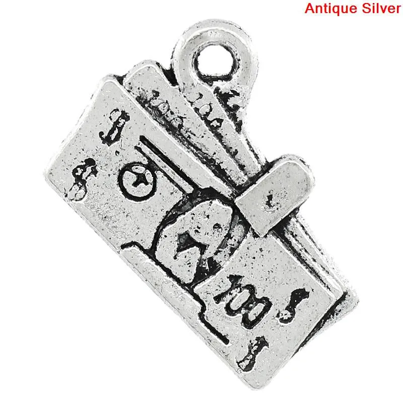 AVBeads Luck Lucky Money Bank Note Dollar Silver 17mm x 13mm Metal Charms 10pcs