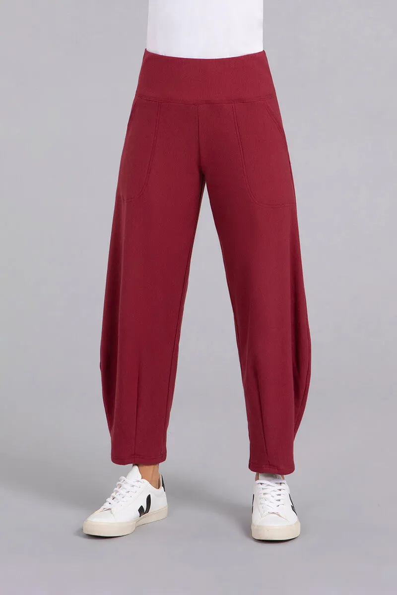 Bamboo Fleece Narrow Lantern Pant | Cherry