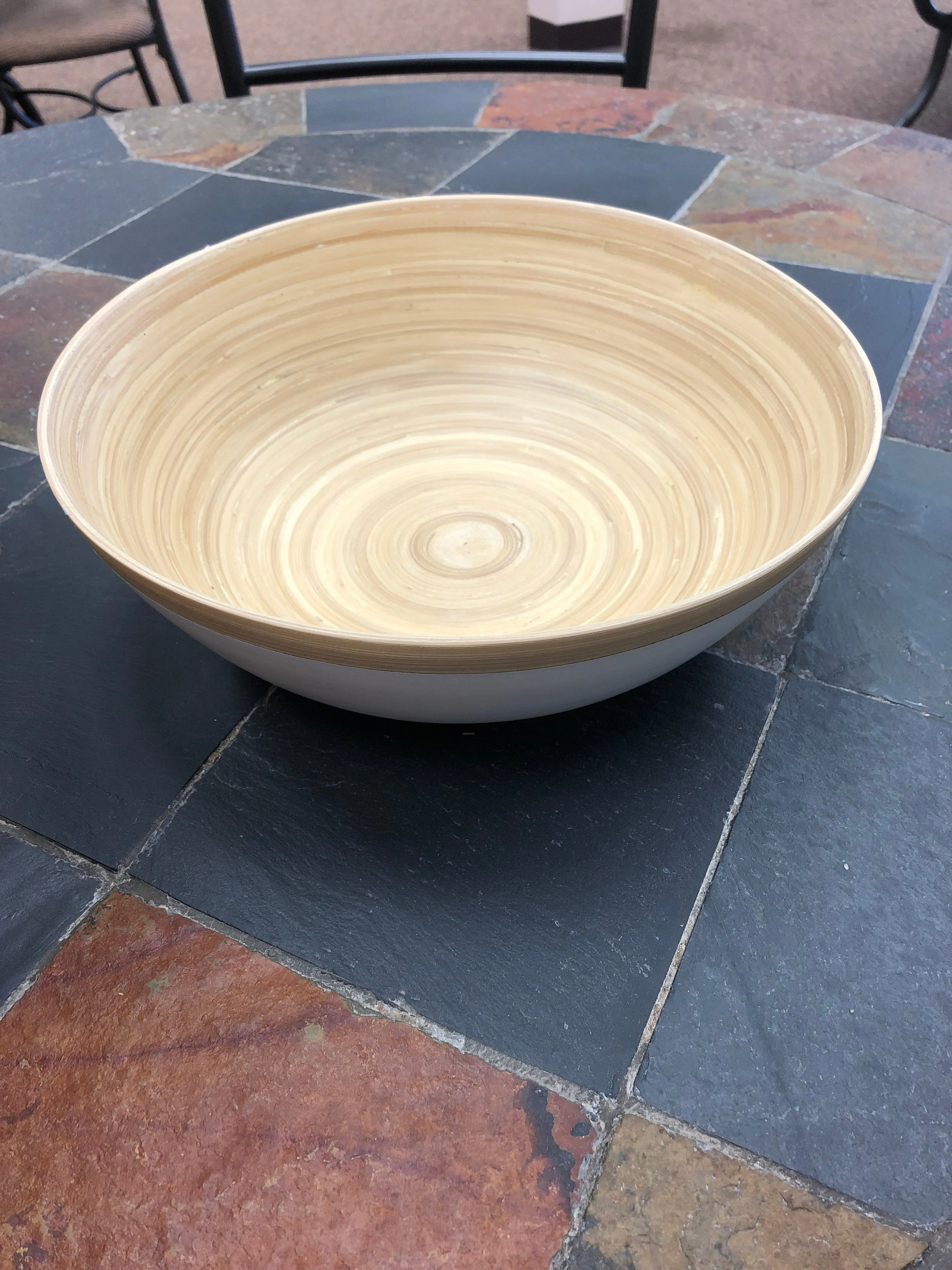 Bamboo Large White Serving Bowl