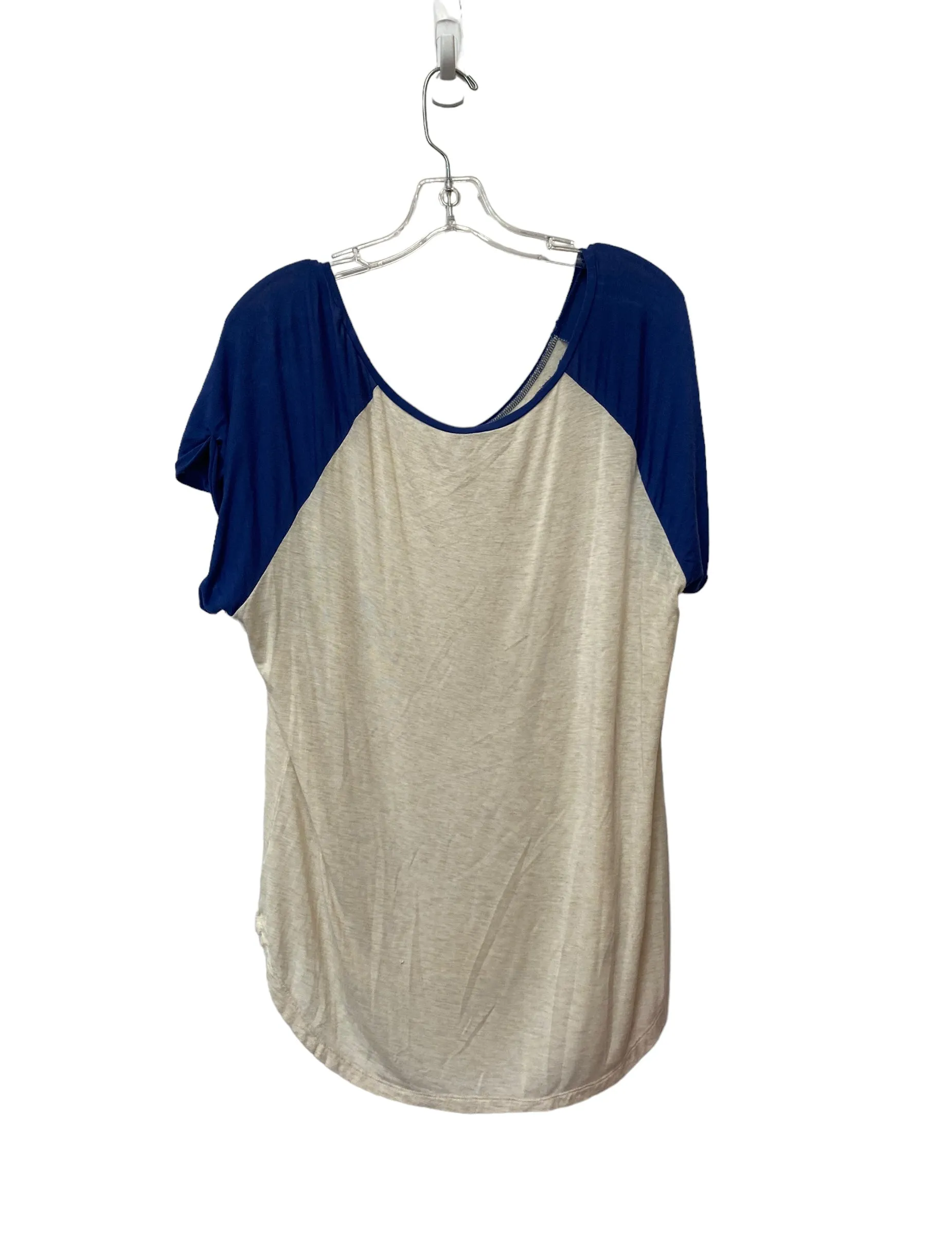 Blue & Cream Top Short Sleeve Basic Glitz, Size 3x