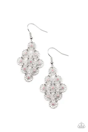 Bustling Blooms Pink Flower Earrings - Paparazzi Accessories