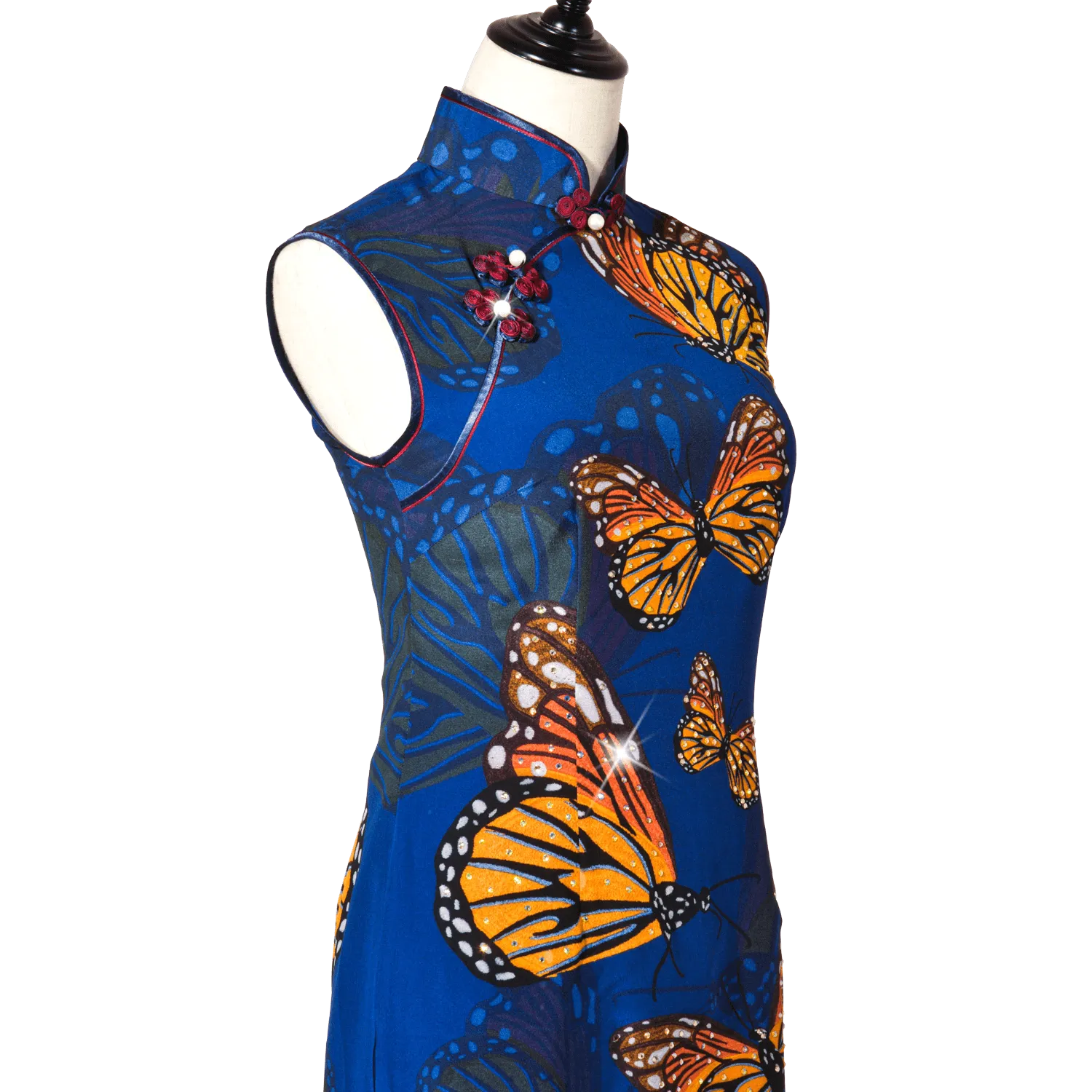 【BUTTERFLY】100% Silk Crystal Cheongsam (Sleeveless)