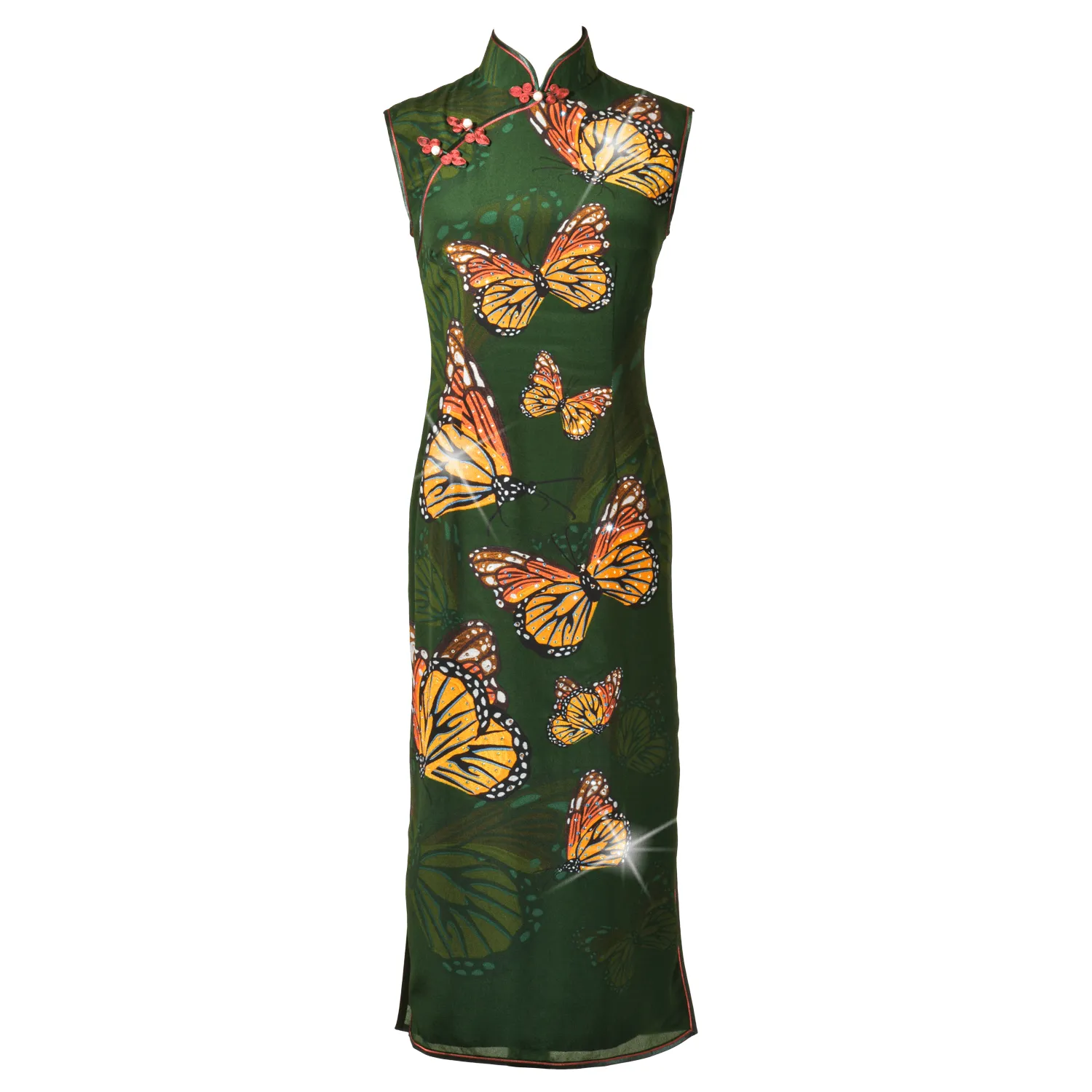 【BUTTERFLY】100% Silk Crystal Cheongsam (Sleeveless)