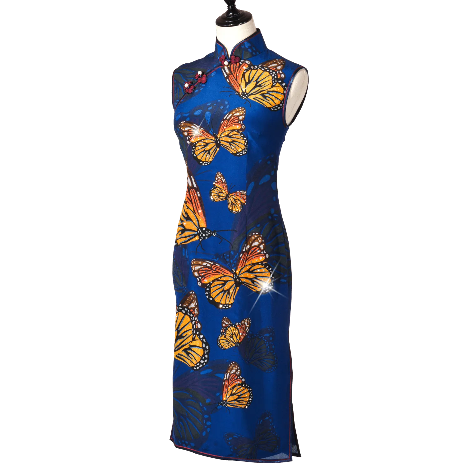 【BUTTERFLY】100% Silk Crystal Cheongsam (Sleeveless)