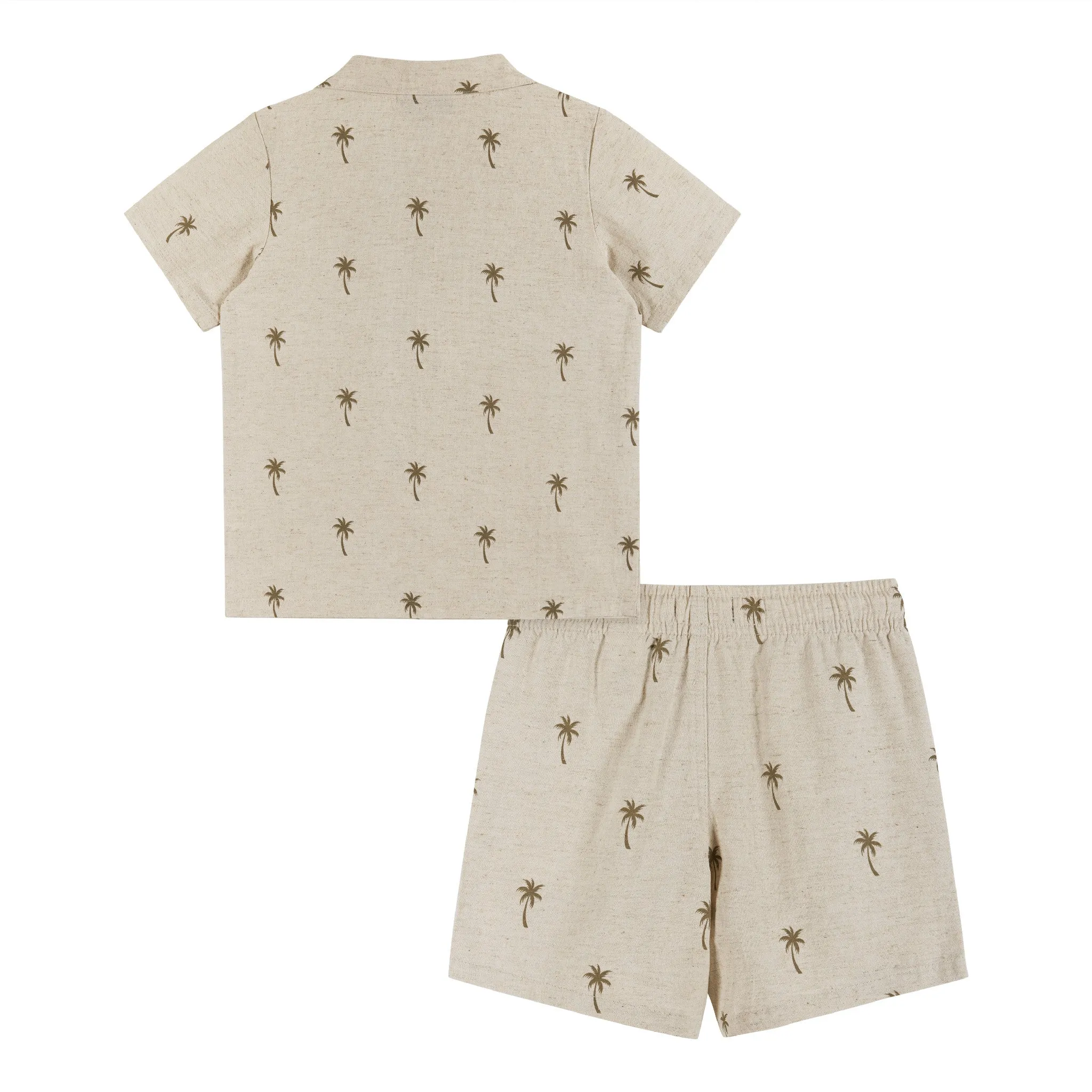 Cabana Set | Beige Linen Palm Print