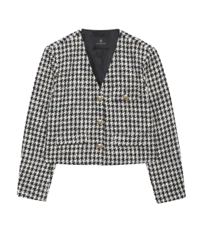 Cara Jacket in Cream Black Houndstooth