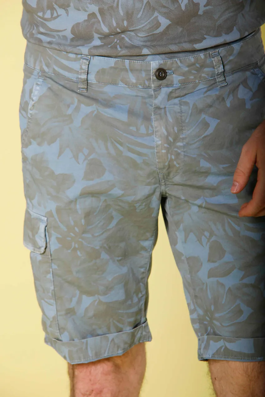 Chile 1 Men's Cargo Bermuda in Cotton with Hawaii Flower Pattern monocolour Slim