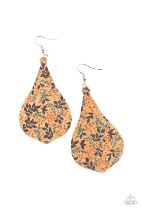 Cork Coast Multi-colored Floral Teardrop Earrings - Paparazzi Accessories