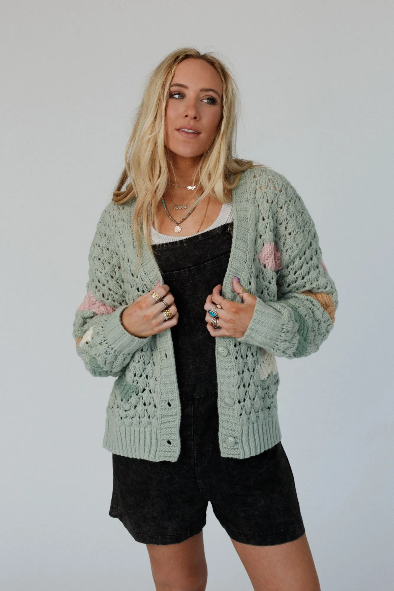 Cotton Candy Clouds Cardigan - Sage