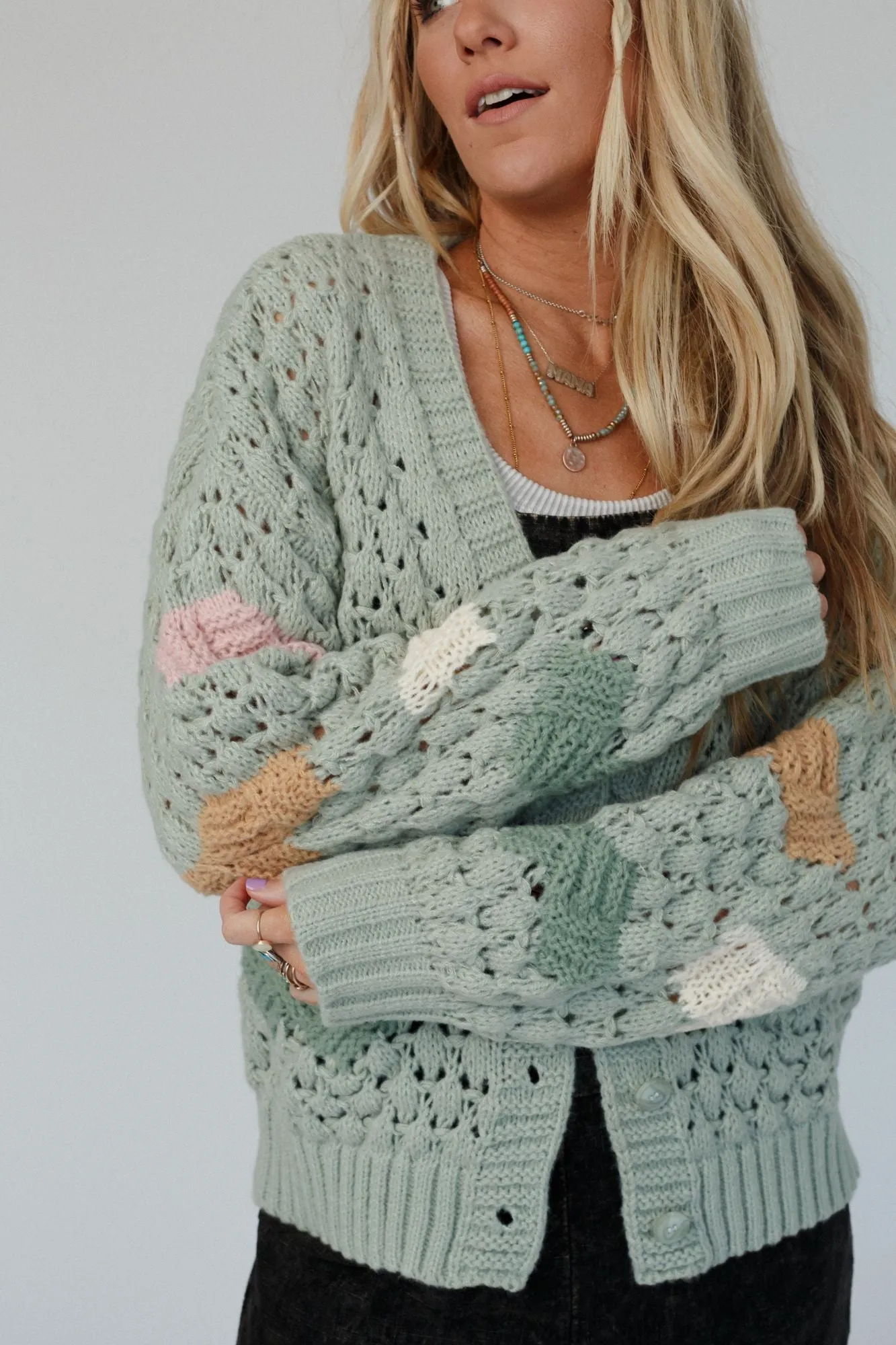 Cotton Candy Clouds Cardigan - Sage