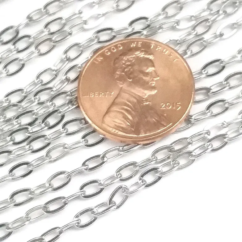 Cross Chain, Stainless Steel, 4.5x2.5mm, Soldered Closed Links, Lot Size 50 Meters (approx 160 feet) Spooled, #1926