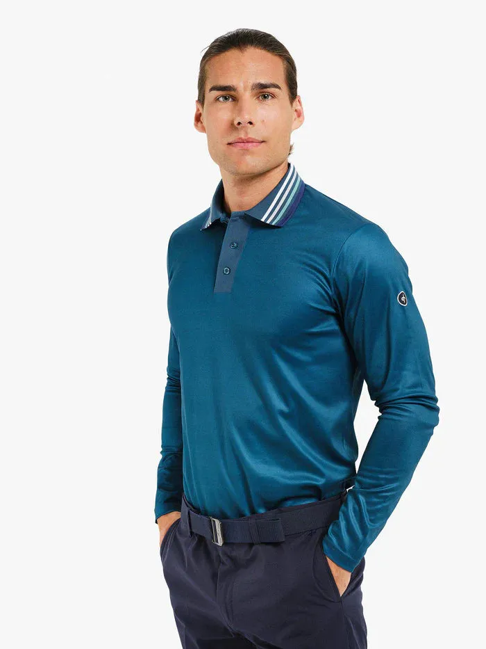 Cross Mens Stripe Polo LS