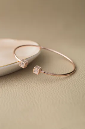 Cubic Glam Rose Gold Plated Sterling Silver Adjustable Bracelet