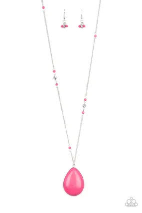 Desert Meadow Pink Stone Necklace - Paparazzi Accessories