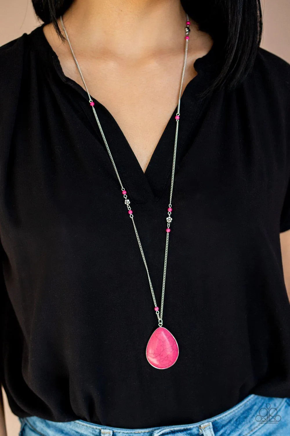 Desert Meadow Pink Stone Necklace - Paparazzi Accessories