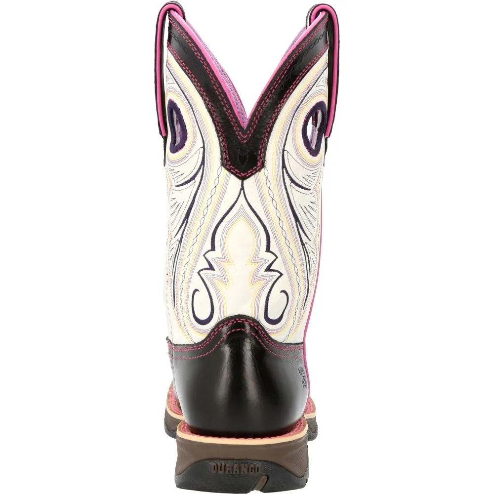 'Durango' Women's 10 Lady Rebel Western Square Toe - Raven Black / White