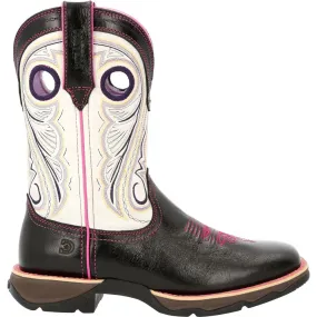 'Durango' Women's 10 Lady Rebel Western Square Toe - Raven Black / White