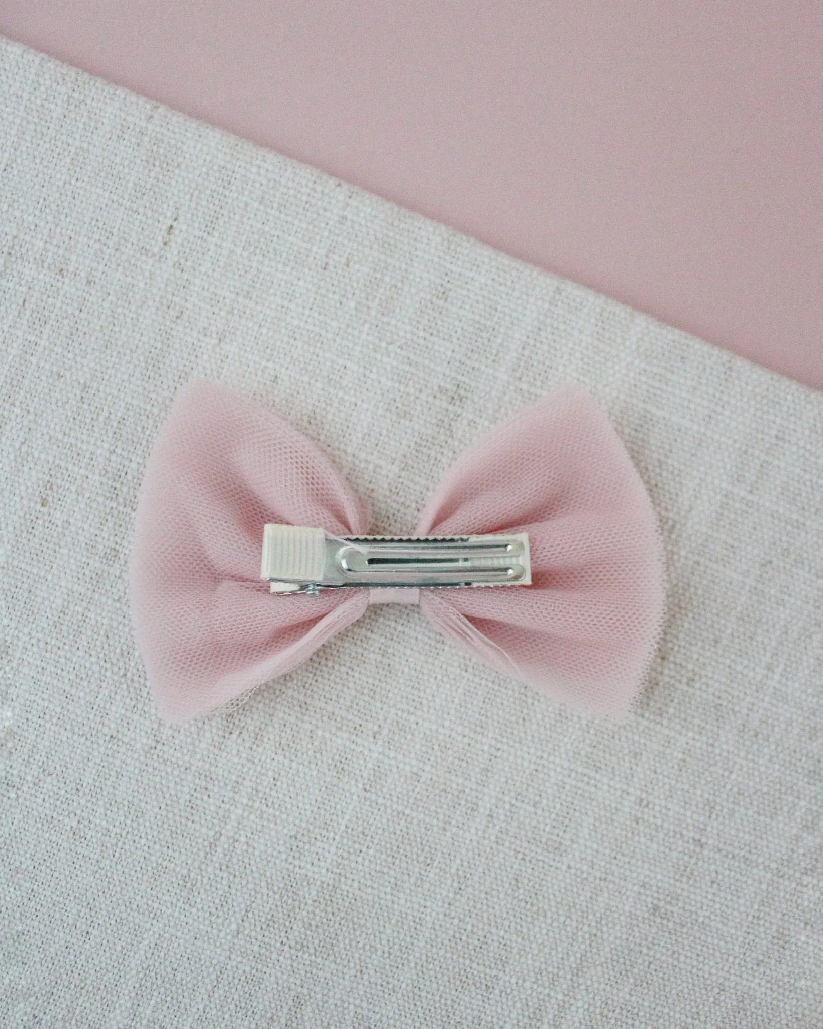 Dusty Pink Tuxedo Tulle Bow Hair Clip or Shoe Clips