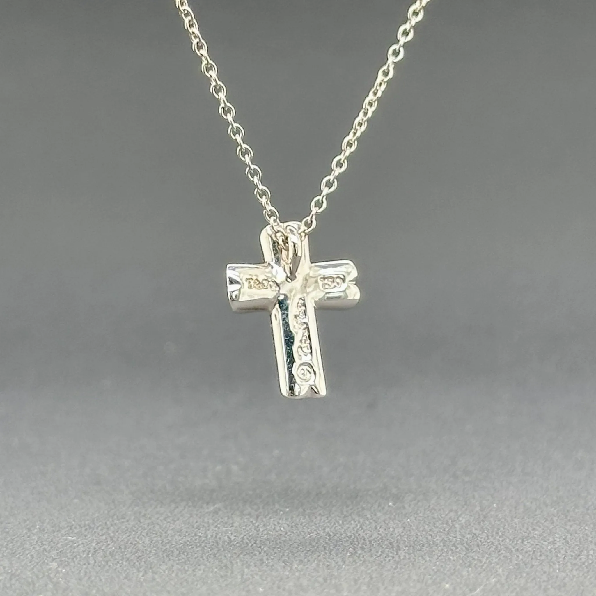 Estate Tiffany & Co. 18K W Gold Diamond Tenderness Cross Pendant