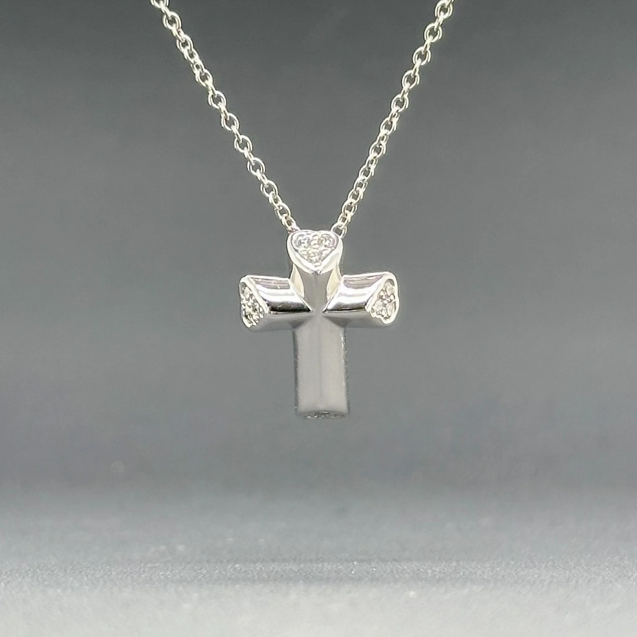 Estate Tiffany & Co. 18K W Gold Diamond Tenderness Cross Pendant