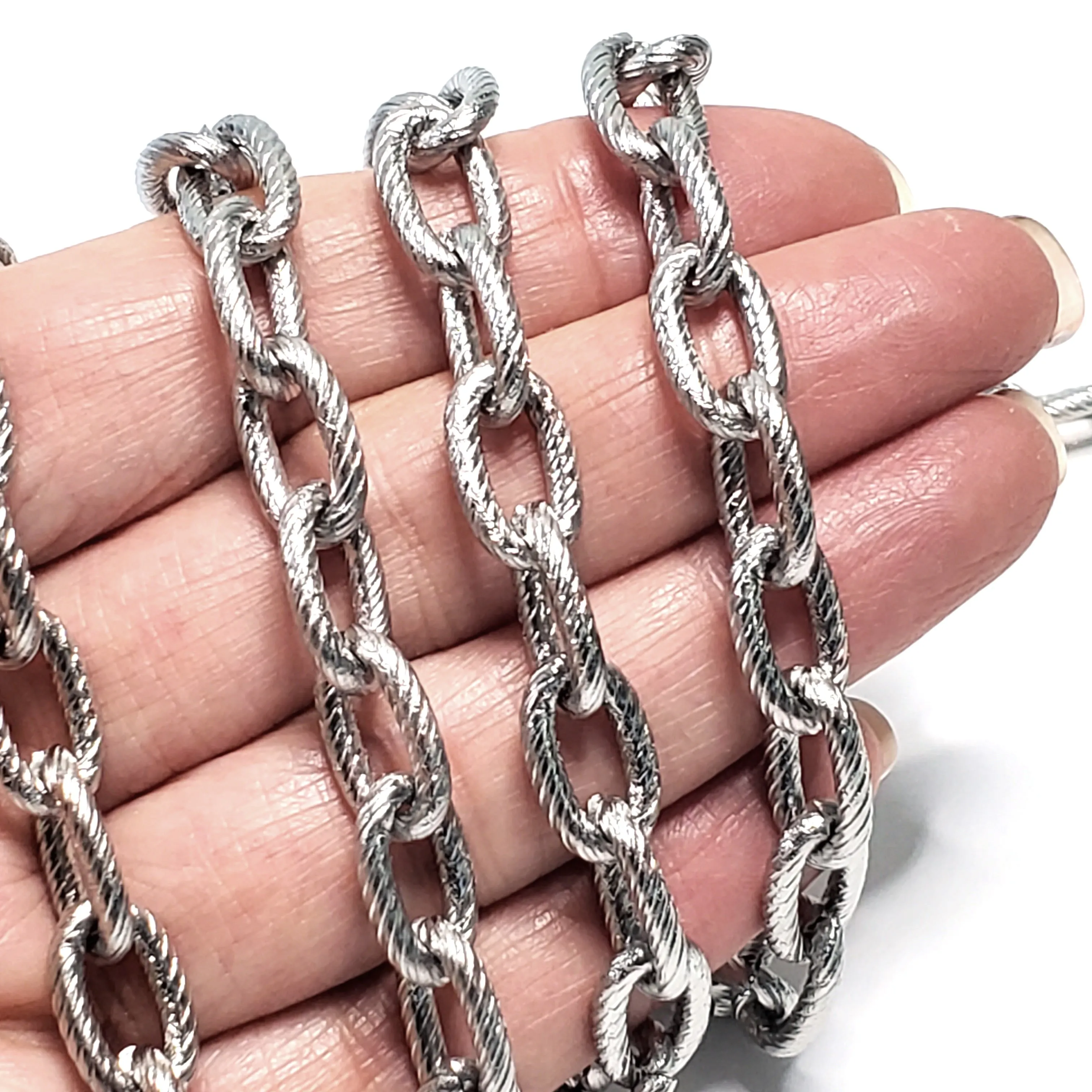 Extra Thick Textired Stainless Steel Jewelry Chain, 30 Feetl, Open Links, 14.5x9x2.5mm, #1969