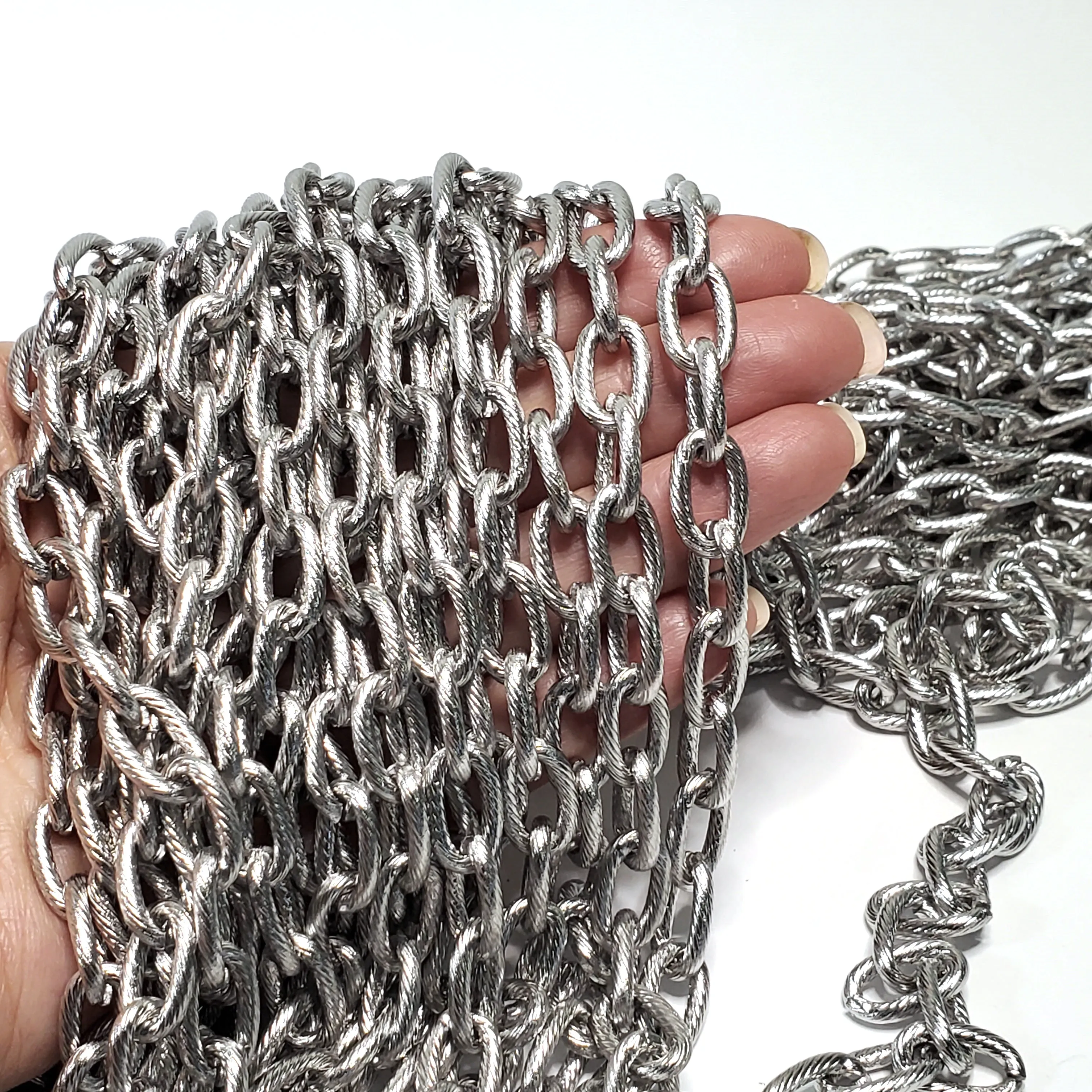 Extra Thick Textired Stainless Steel Jewelry Chain, 30 Feetl, Open Links, 14.5x9x2.5mm, #1969