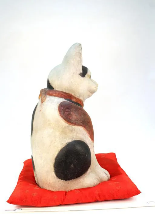 Extremely Rare and Large Japanese Clay of a Cat