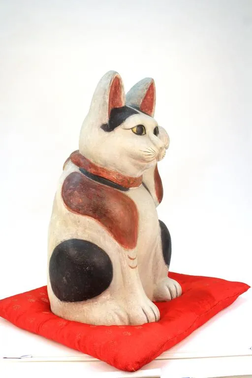 Extremely Rare and Large Japanese Clay of a Cat