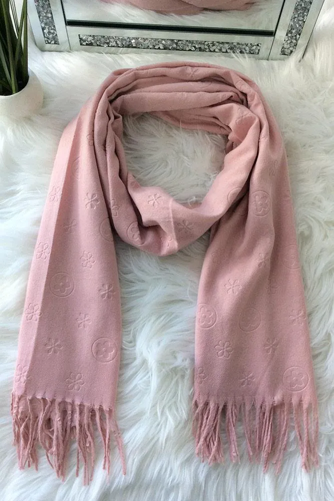 FLOWER EMBOSSED TASSELS SCARVES