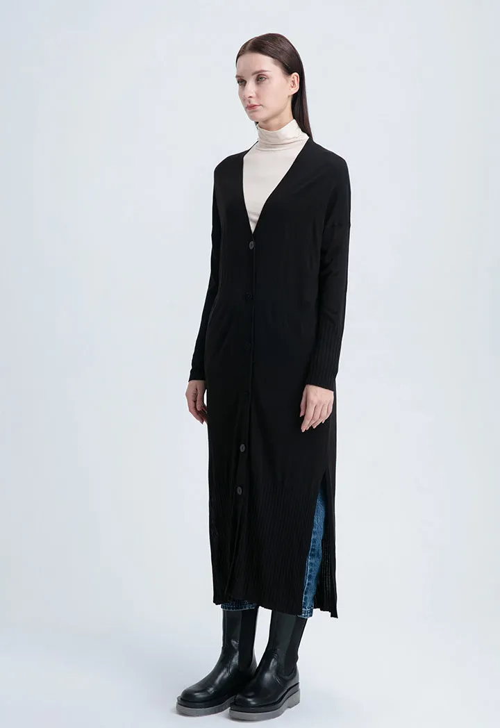 Front Open Long Solid Knit Outerwear