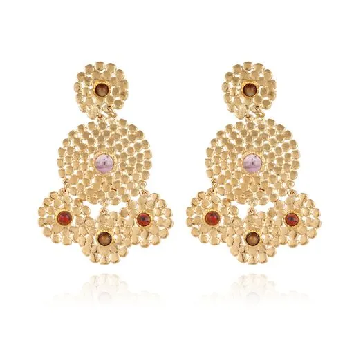 Gas Bijoux Lucky Sequin Cabochon Gold Earrings