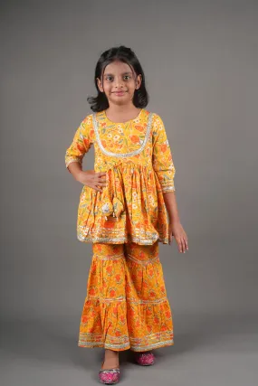 Gathered Top with Dori  with Sharara -Yellow