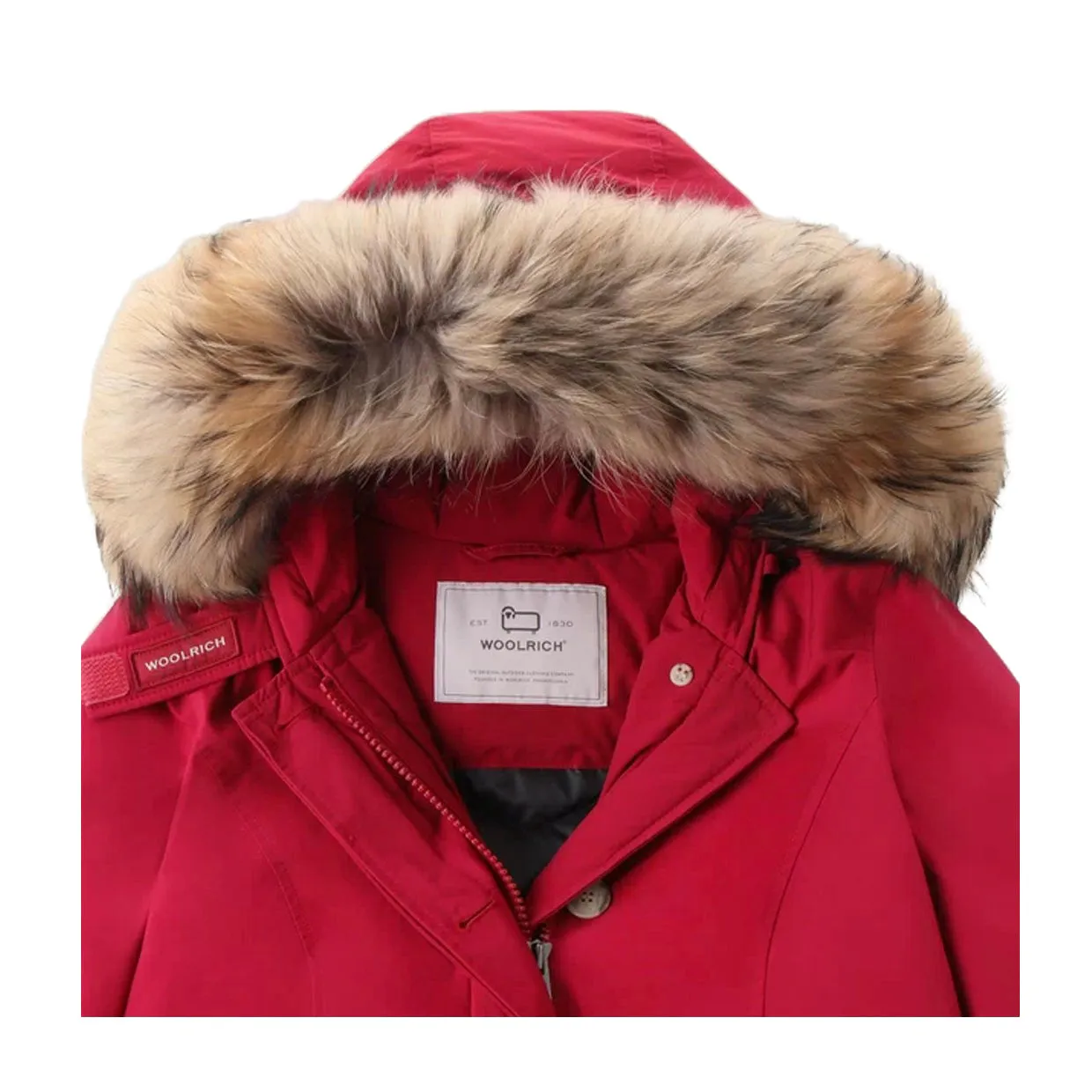 Giubbino Donna Woolrich Arctic Parka Luxury Pelliccia Removibile Ciliegia