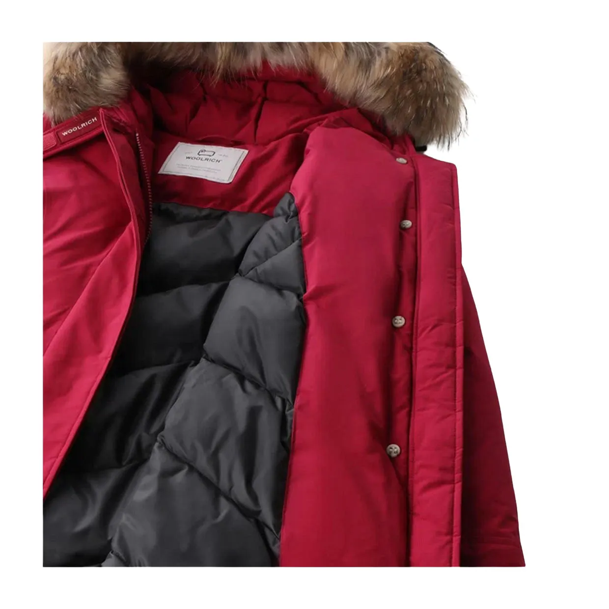 Giubbino Donna Woolrich Arctic Parka Luxury Pelliccia Removibile Ciliegia