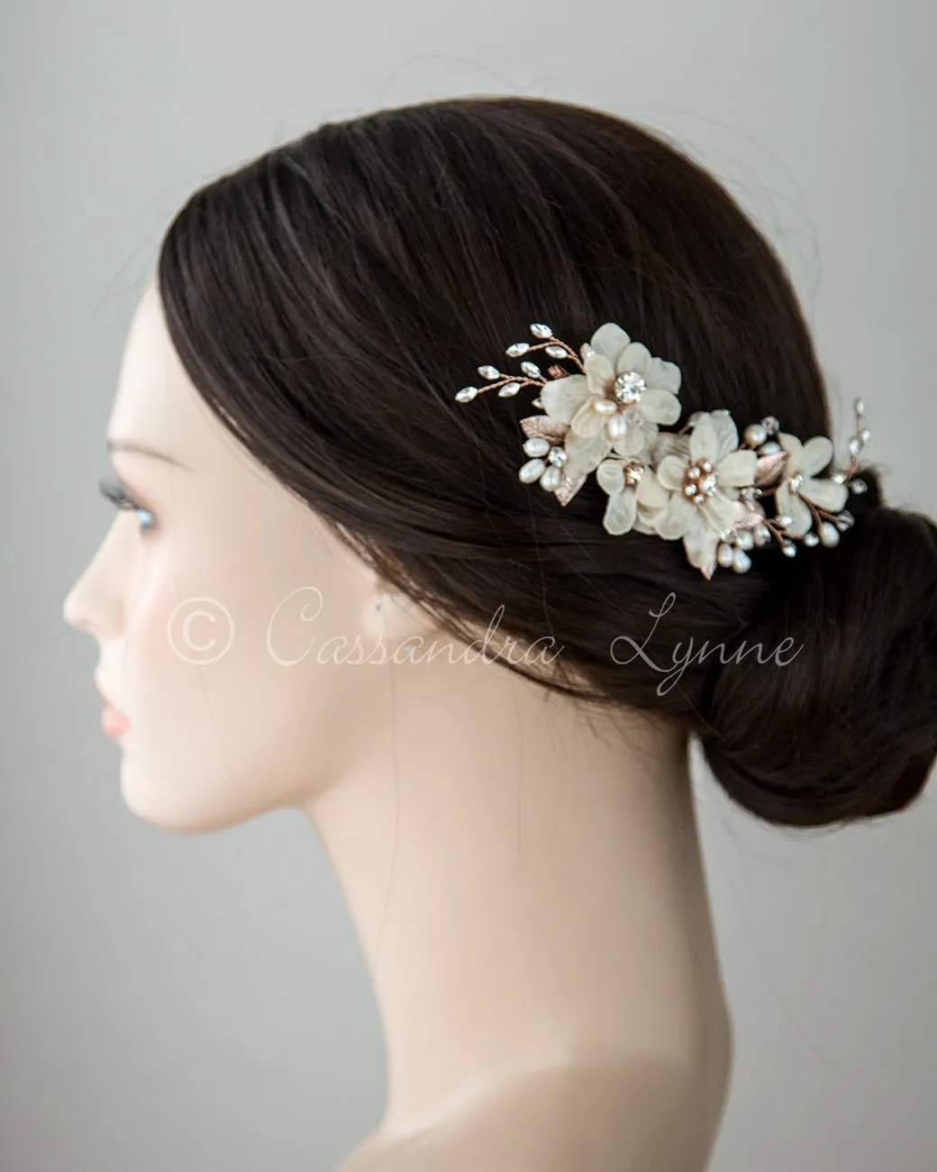 Golden Rose Flower Hair Clip for the Bride