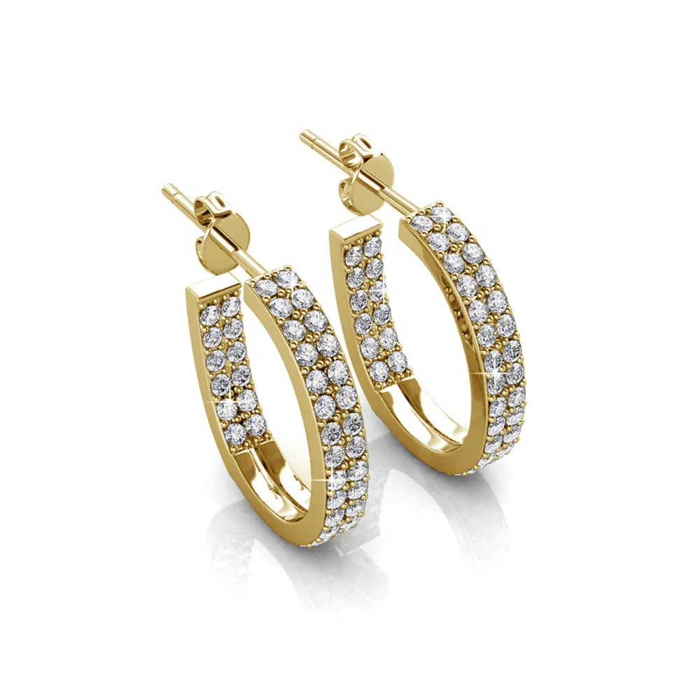 Grace 18k White Gold Plated Hoop Earrings with Round Cut Crystals