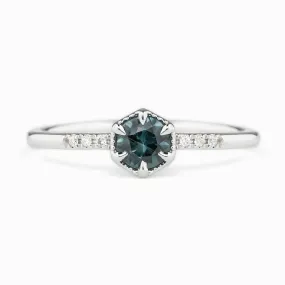 Grace Ring 4.5mm 0.40ct Blue Queensland Sapphire 14K White Gold